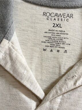 Rocawear Classic 2XL Men's Heather Gray Henley Shirt